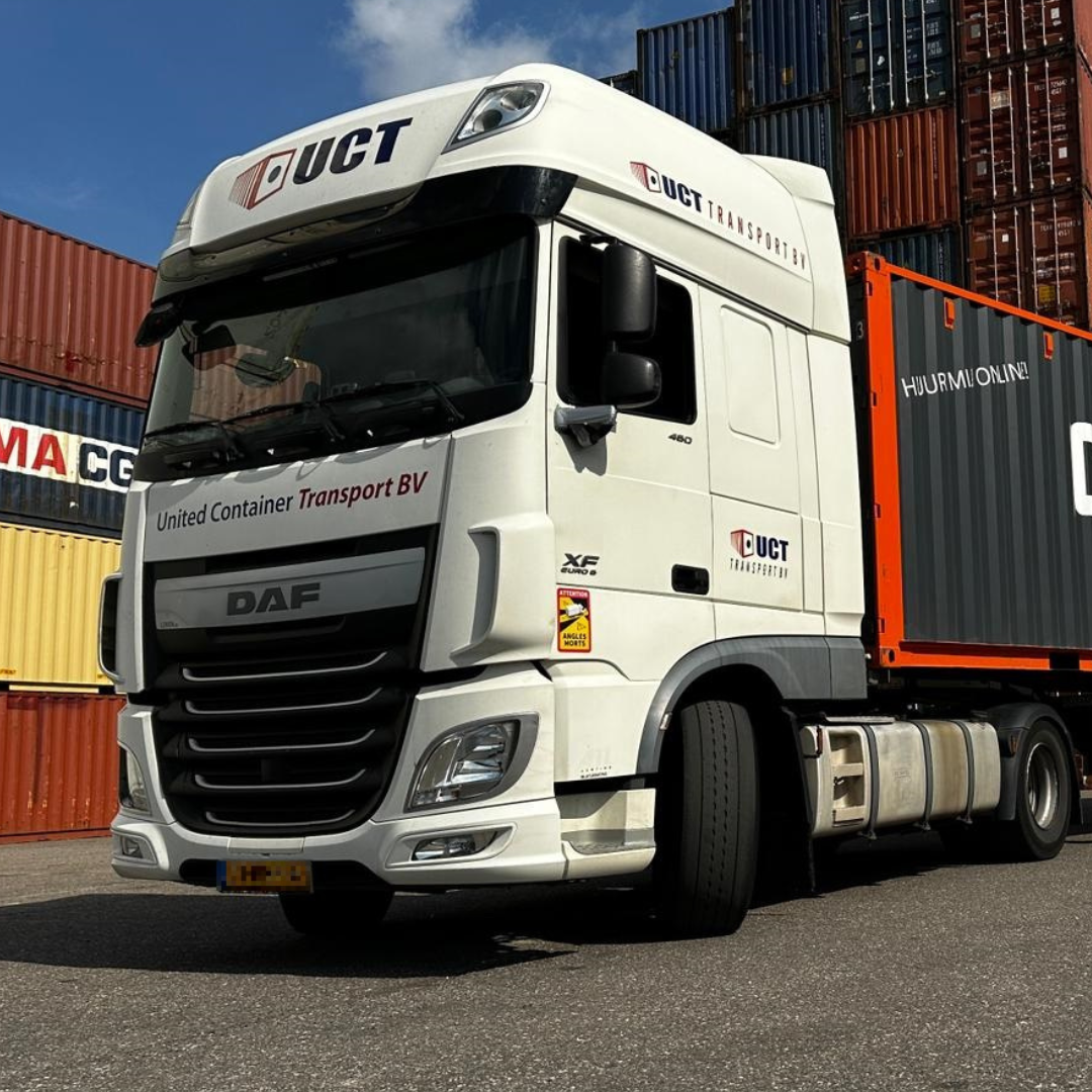 Side-loader container plaatsing
